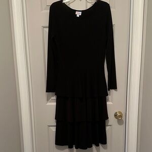 Black Long Sleeve Crew Neck Dress
